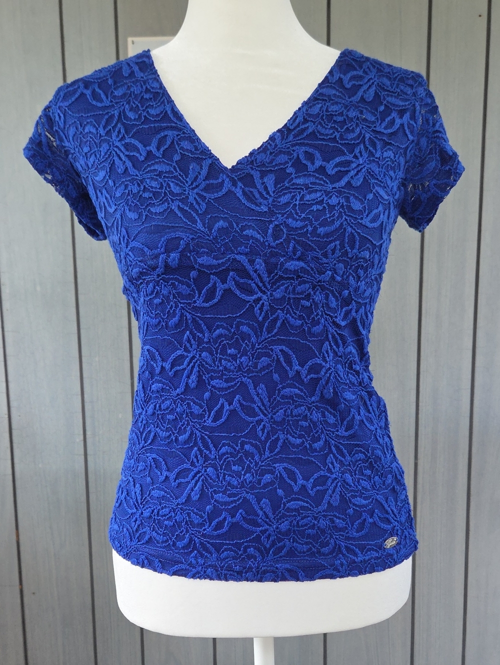 Guess Blue Lace V-Neck Women's Top